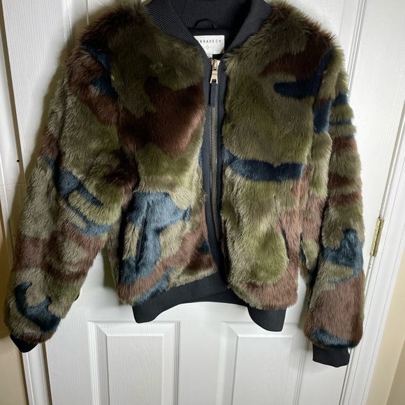 Marrakech Anthropologie Alyssa Camo Bomber Jacket Green/Brown Size Medium - Picture 6 of 11